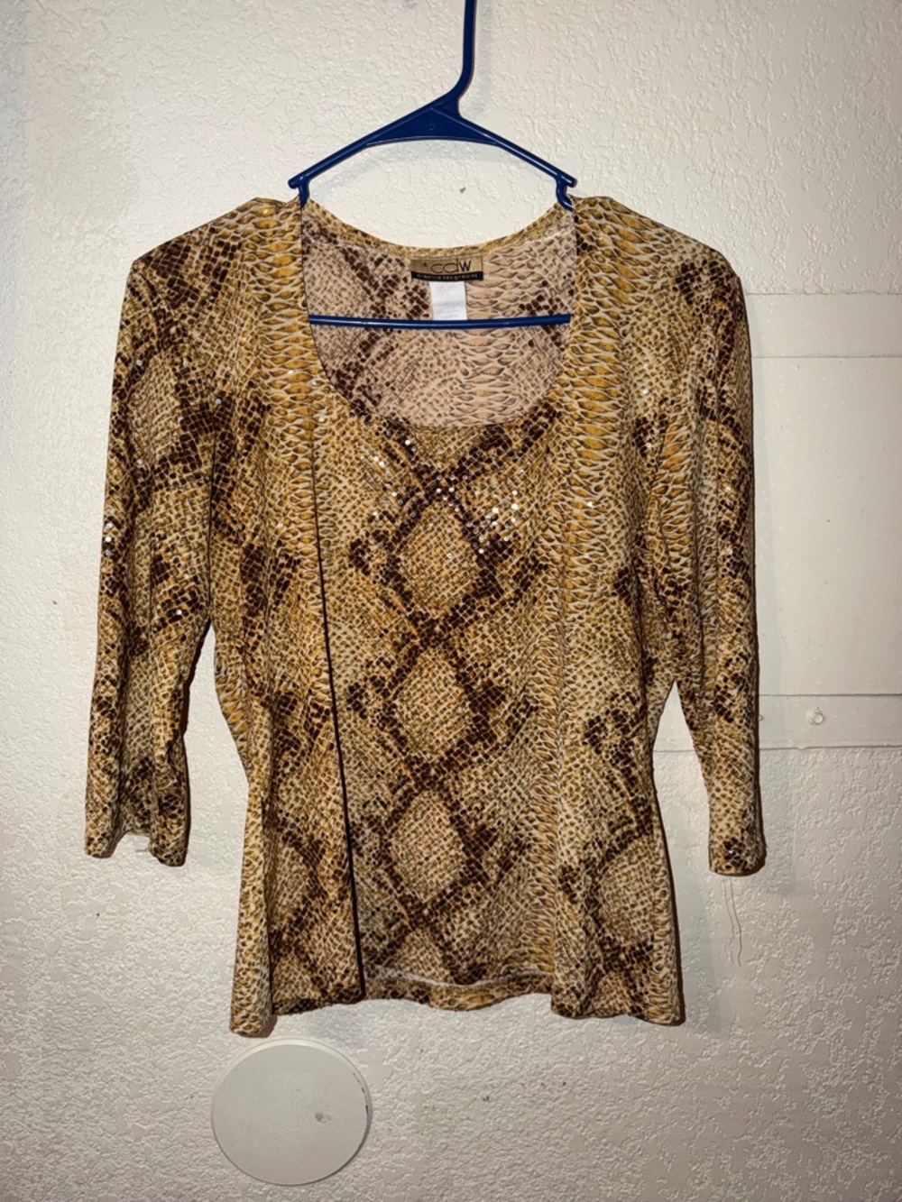 Women's Snake Print Scoop Neck Top in Brown vintage